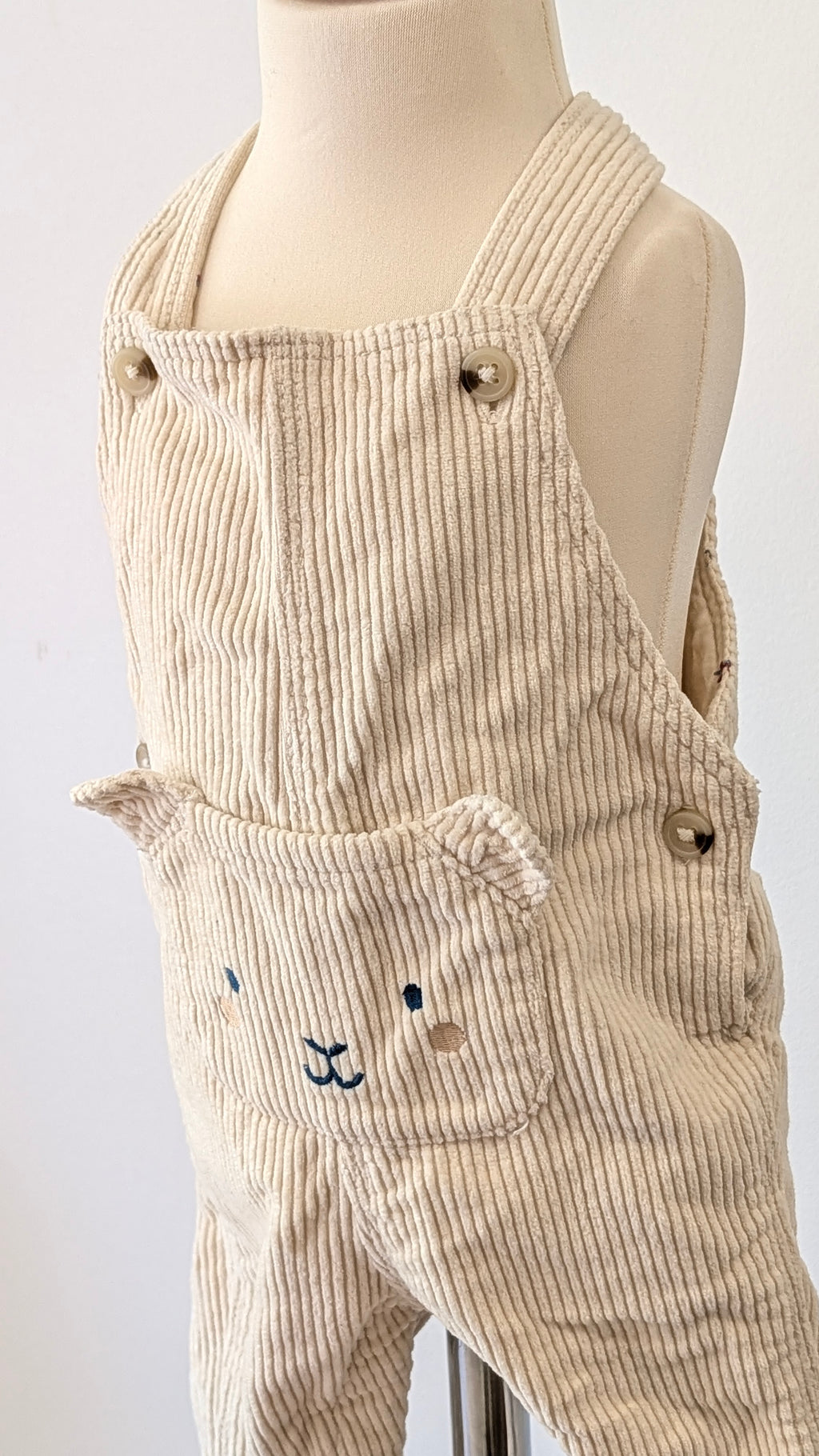 Salopette Sergent Major velours beige - 6 mois