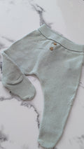 Collant Obaibi tricot vert d'eau - 3 Mois