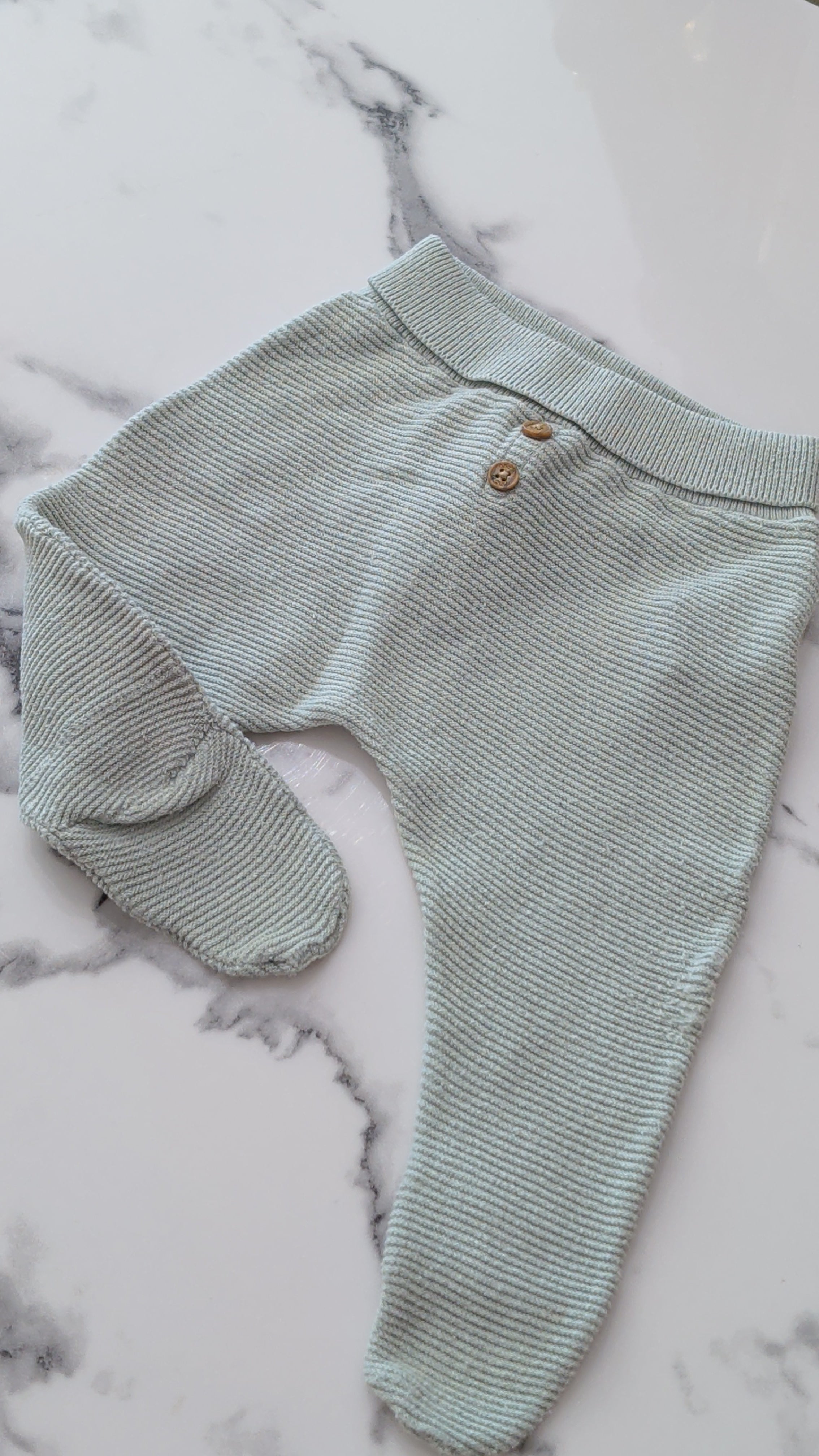 Collant Obaibi tricot vert d'eau - 3 Mois