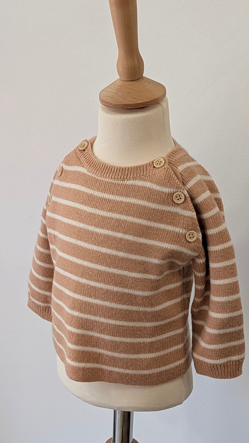 Pull marinière rose poudré Bout'chou - 6 Mois