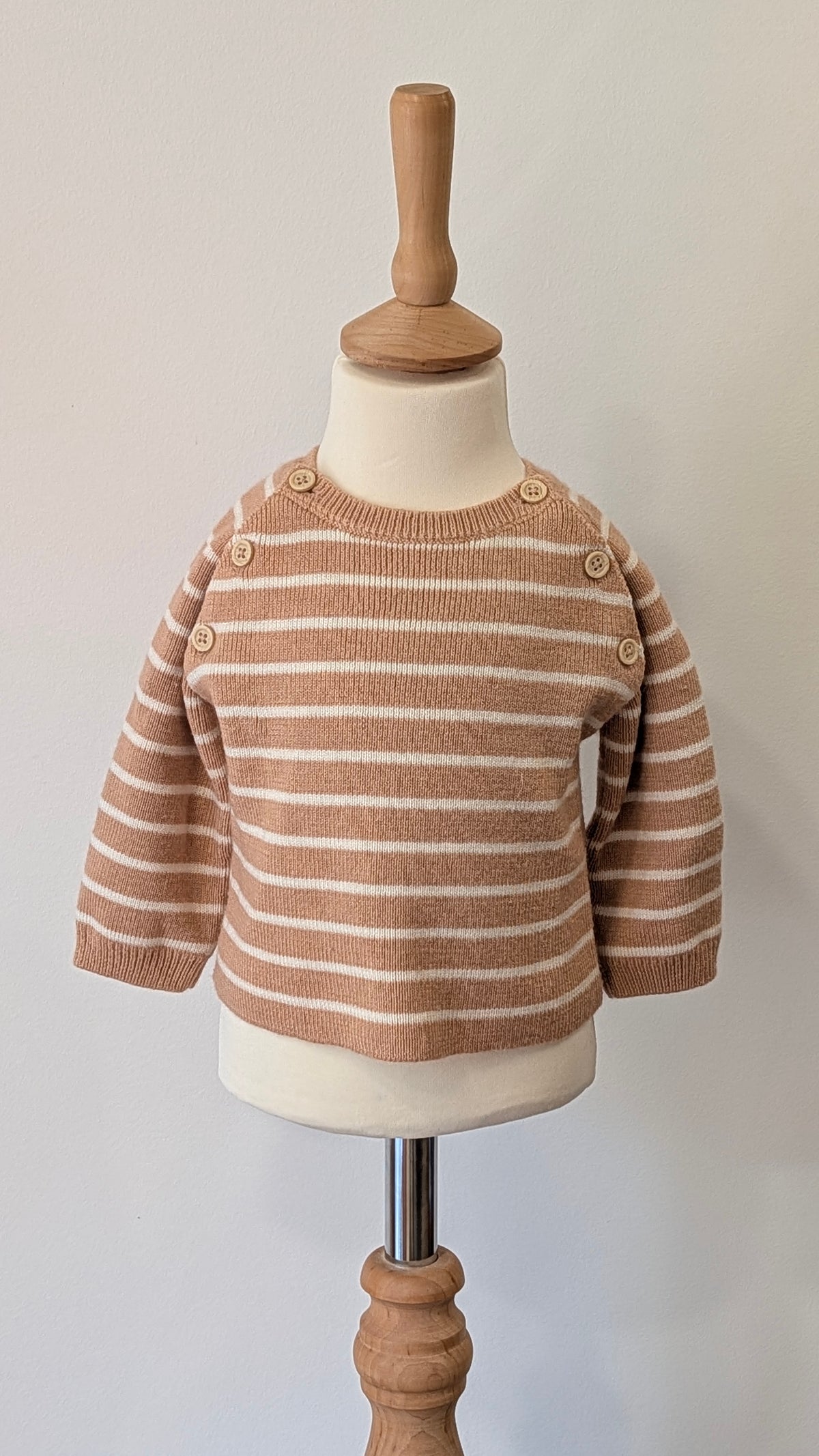 Pull marinière rose poudré Bout'chou - 6 Mois