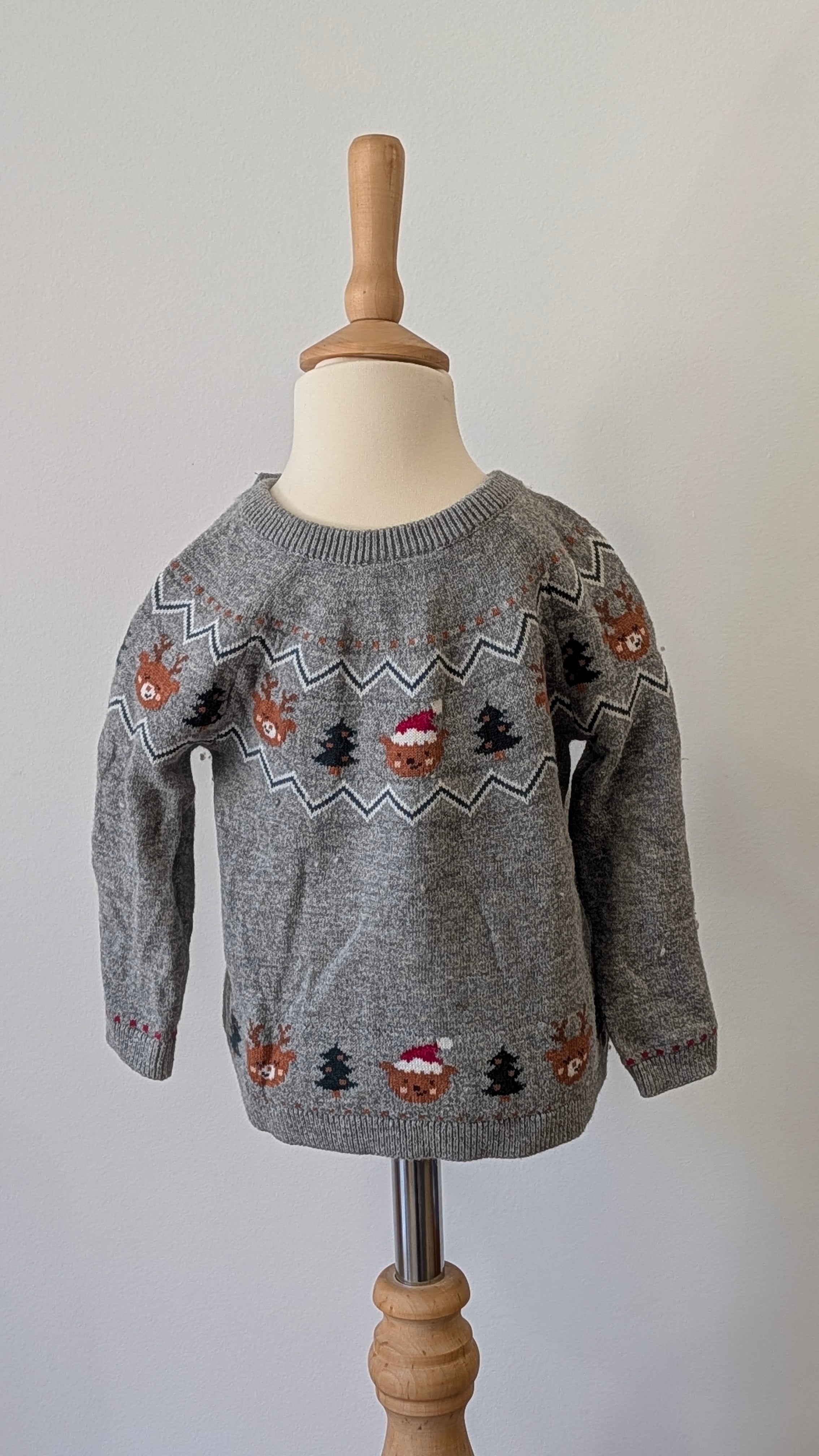 Pull Noël Sergent Major gris - 12Mois