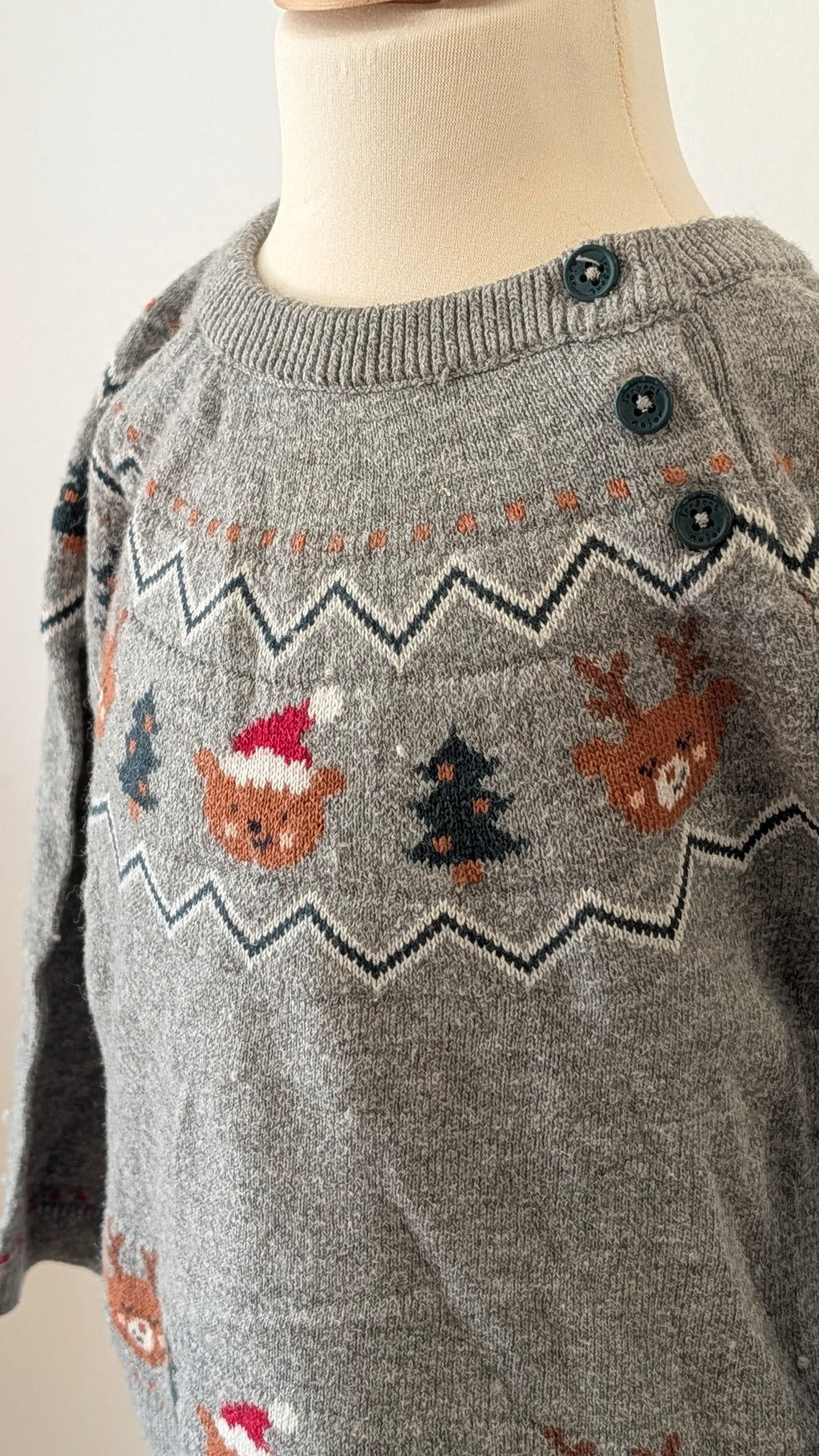 Pull Noël Sergent Major gris - 12Mois