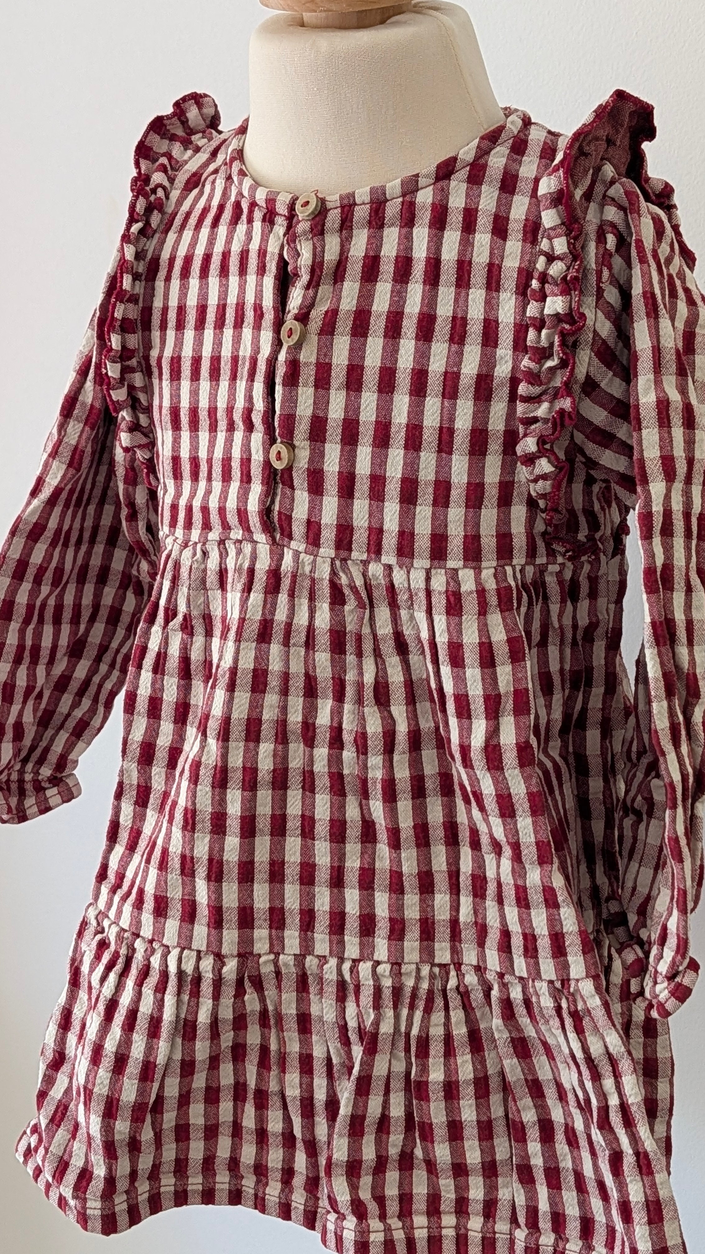 Robe Zara carreaux rouge et blanc - 24 Mois
