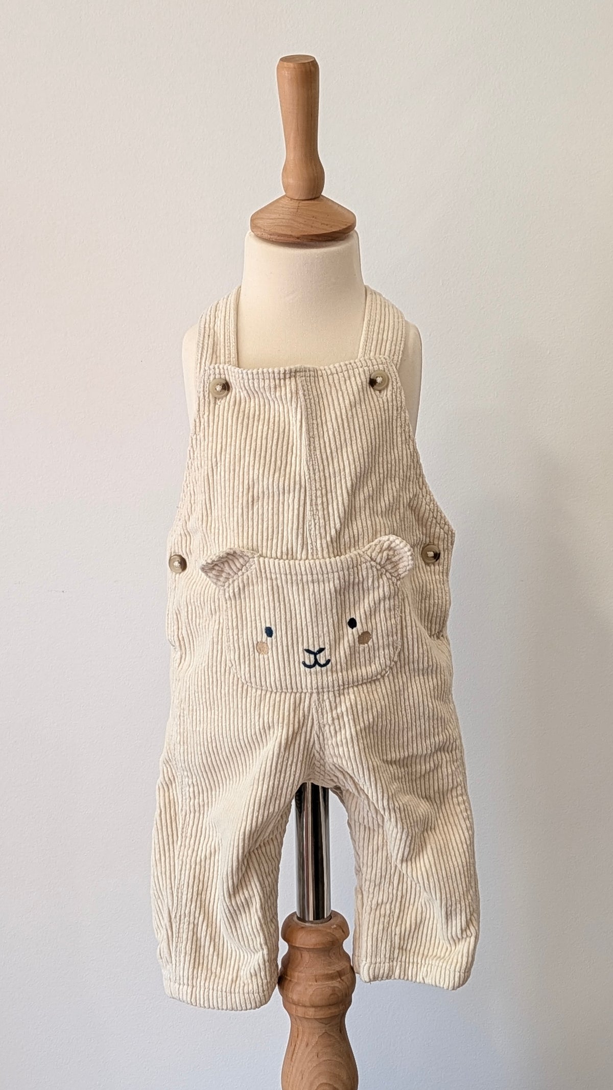 Salopette Sergent Major velours beige - 6 mois