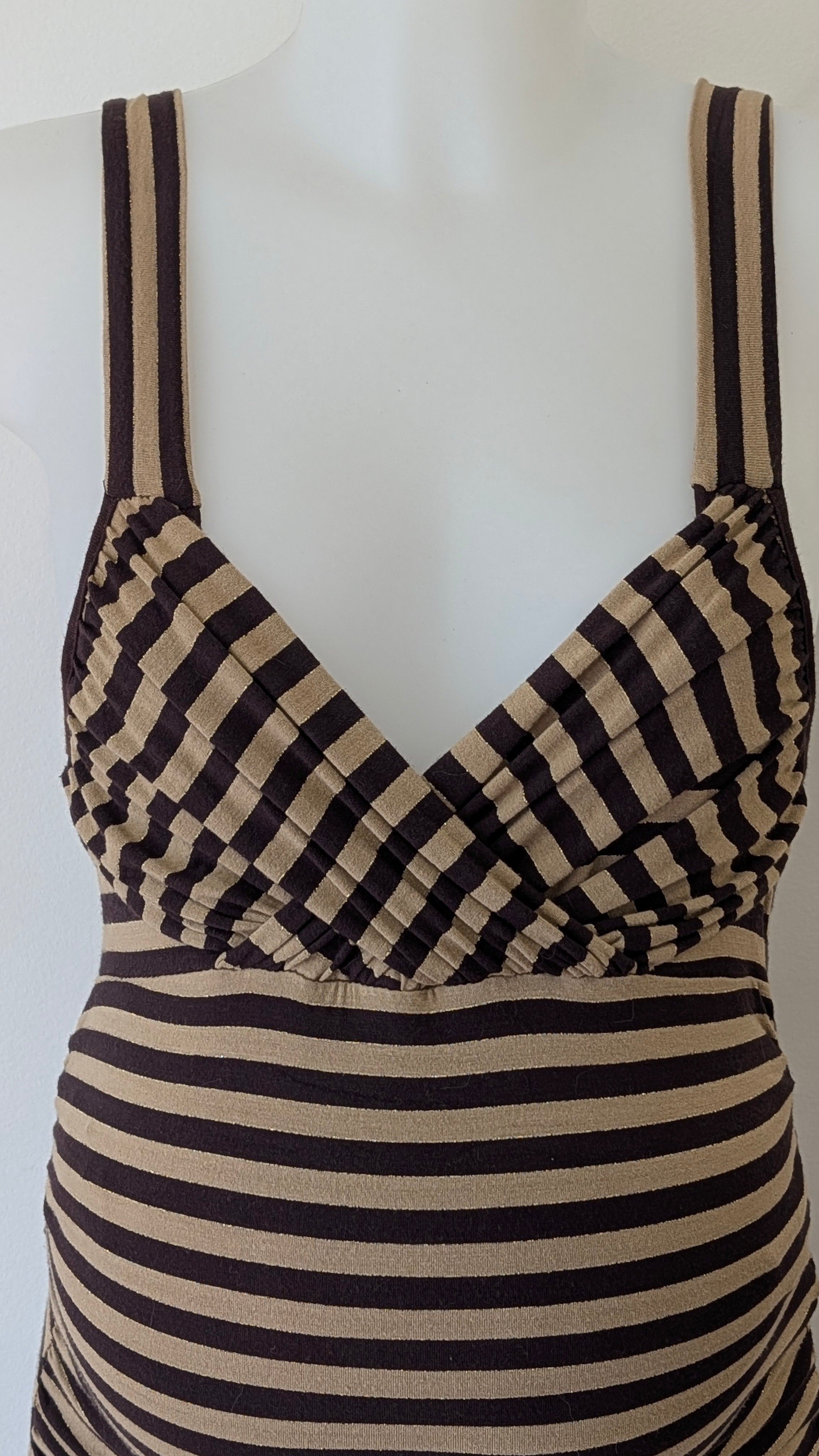 Robe rayures marrons et dorée - 38