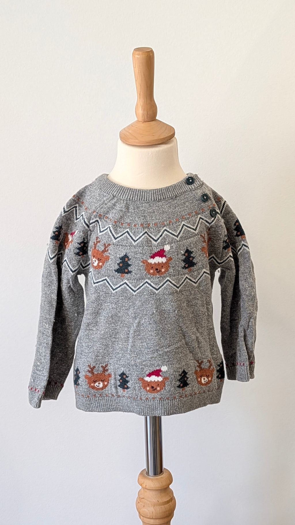 Pull Noël Sergent Major gris - 12Mois