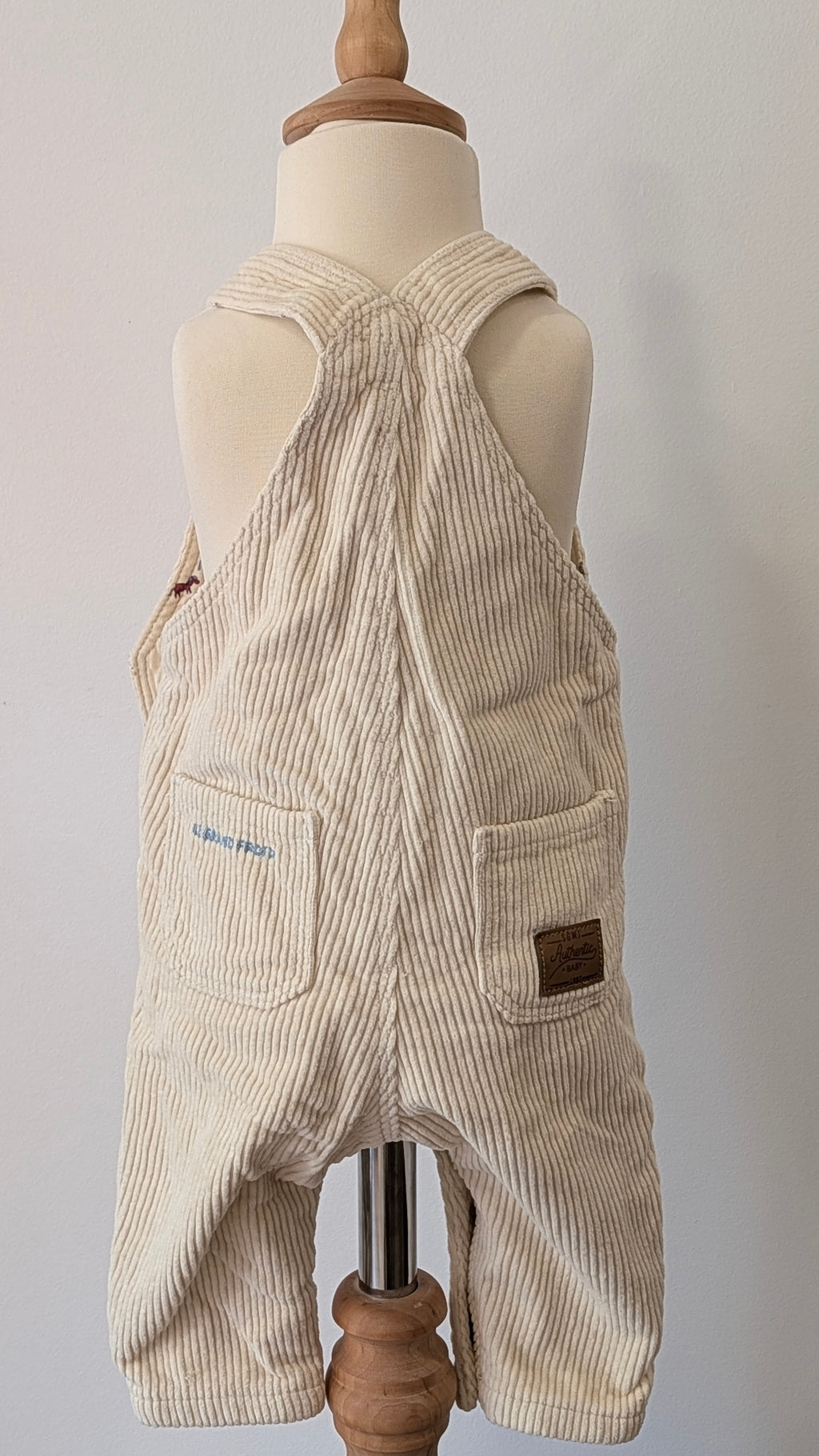 Salopette Sergent Major velours beige - 6 mois